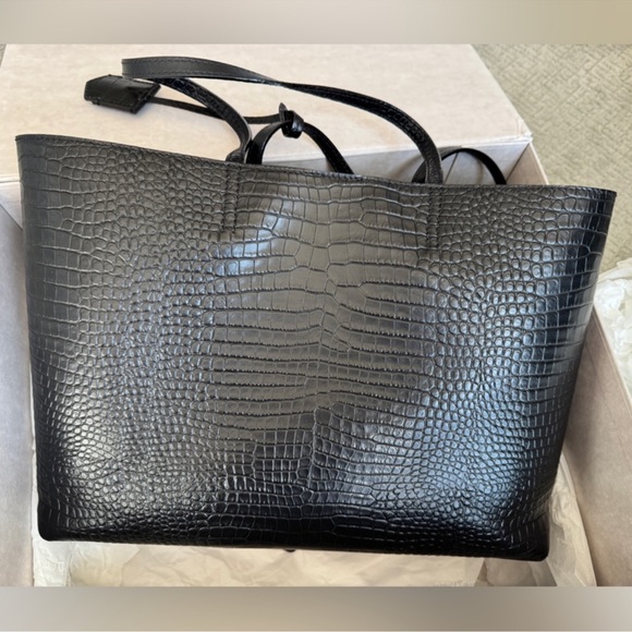 Jimmy Choo Black Croc-Embossed Leather Large Tote with Charm - Picture 7 of 12